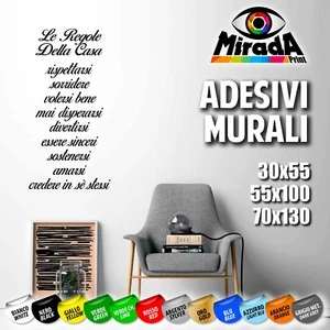 ADESIVI STICKERS MURALI WALL MURO PARETE DECORAZIONI ARREDO REGOLE CASA AMORE 3 - Foto 1 di 1