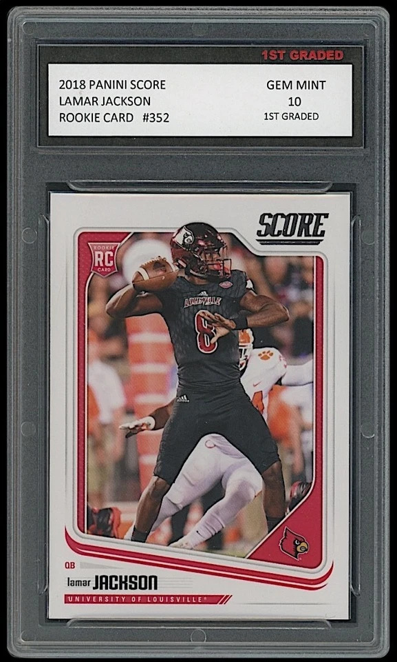 Lamar Jackson 2018 Panini Score #352 Baltimore Ravens Rookie Card 1st Graded 10 - Image 1 of 1