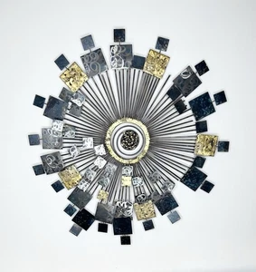 Curtis Jere signierte moderne abstrakte Metall Wandkunst Skulptur Zeitmaschine - Bild 1 von 8