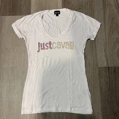 Camiseta blanca de manga corta Just Cavalli para mujer adornada talla XL Foto 1 de 4