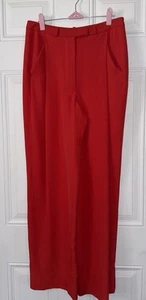 Pantalones de vestir DVF Diane Von Furstenburg rojos tiro alto 4 patas anchas triacetato - Imagen 1 de 6