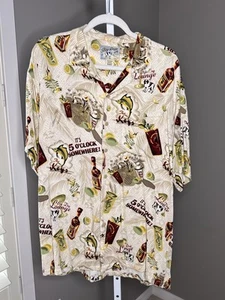 Big Dogs Mens MED Hawaiian Shirt Beer Tropical Palm Trees 5 O’clock Somewhere - Picture 1 of 6