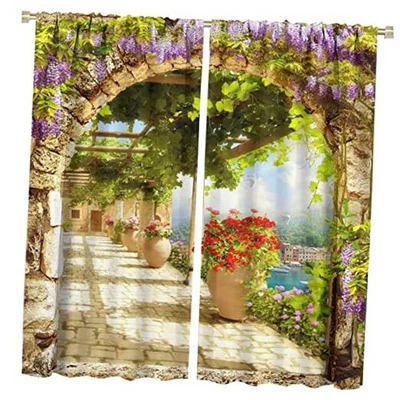 Cortinas de ventana estilo paisaje natural, glicinia 21" W x 45" L (paquete de 2) italianas Foto 1 de 4