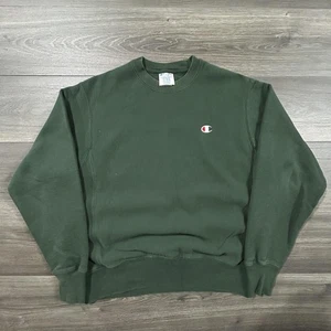 Sudadera Vintage Champion Tejido Inverso Para Hombre Mediana Verde Cuello Redondo Logo Y2K - Imagen 1 de 6