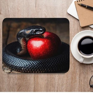 Alfombrilla de ratón gótica negra serpiente roja manzana estética oculta decoración de escritorio - Imagen 1 de 5