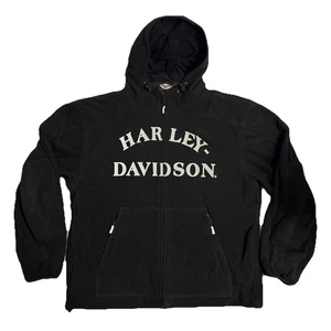 Harley-Davidson Padded Zip Fleece Jacket Mens L Skull Hoodie Motorcycle Willie - Picture 1 of 12