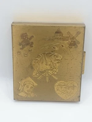 VTG Gold Metal Compact Accordion Photo Album Holds 14 Pics 2.5”x2.75” - Image 1 of 4