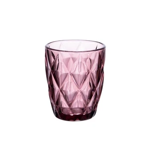 Boite de 6 gobelets bas 24 cl diamond rose verre 8 cm trend - Imagen 1 de 3