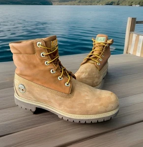 TIMBERLAND WHEAT 6” ROLL TOP WATERPROOF BOOTS NUBUCK-LEATHER MENS SIZE 11.5 - Picture 1 of 9
