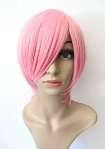 NUEVO Para mujeres Corto Bob Peluca Anime Halloween Cosplay Disfraz Rosa Brillante Fiesta - Imagen 1 de 3