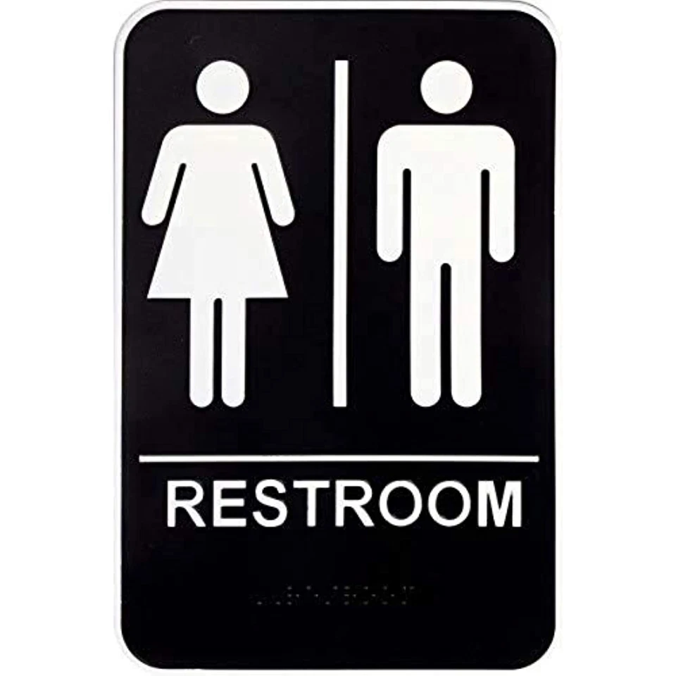 Hillman 844149 Restroom Ada Compliant Grade 2 Tactile Braille Self Adhesive Sign