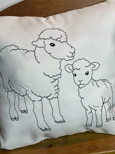 NEW White Throw Pillow Cover & Insert Farmhouse Country Sheep Lamb Animal 17x17 - Picture 1 of 4