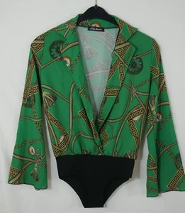 WUNDERSCHÖNER Blusen Body Bodysuit Edel Elegant Grün Gold Größe DE 36/38 NEU! - Bild 1 von 10