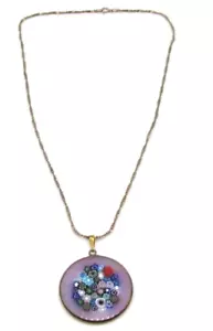 Collana e ciondolo cuore micro mosaico Italia argento sterling 925 millefiori 20" - Foto 1 di 11