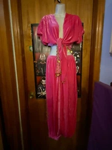 Rosa Wickeltop & Cut Out Hose, 36-42" Oberteil Bauchtanz Ren Faire Hexe Halloween - Bild 1 von 5