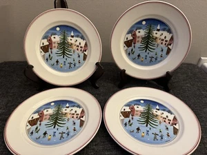 Lovely Villeroy & Boch Design Naif Noel Christmas Set of 4 Salad Plates - Picture 1 of 4