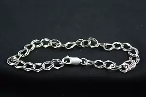 Sterling Silver .925 Link Bracelet 8 1/4" - Picture 1 of 6