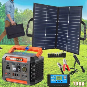 Portable Power Station 300W 288Wh AC DC Power Bank Charger with 100W Solar Panel - Picture 1 of 40