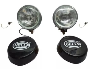 2 Classic Car Chrome Rim Black Body HELLA Spot Lights Driving Lamps Cover Clear - Picture 1 of 5