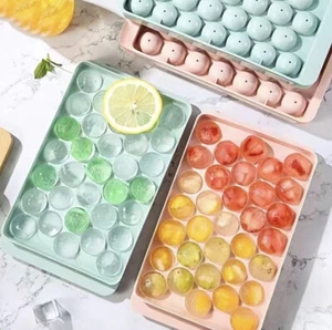 Ice Ball Maker Mold Mini Round Ice Cube Tray Reusable w/ Lid Freezer Orange New - Picture 1 of 16