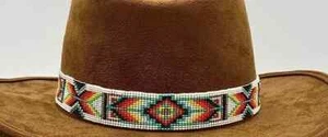 Banda para sombrero con cuentas estilo nativo americano hecha a mano - Imagen 1 de 2