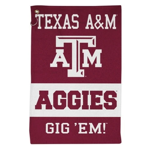 TEXAS A&M AGGIES ALL PURPOSE GOLF TAILGATE TOWEL 16"X25" HOOK AND GROMMET Cover