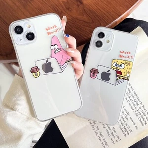 Funny Cute Couple SpongeBob PatrickStar Work iPhone Case for 14 Pro Plus ProMax - Picture 1 of 10