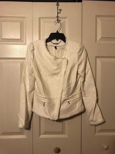 OFF WHITE Giacca Moto WHITE HO BLACK MARKET Ecrù Asimmetrica Zip Taglia 2 NUOVA