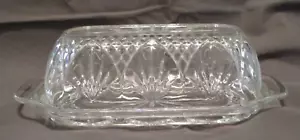 Plato de mantequilla con tapa vintage~vidrio prensado~años 90 - Imagen 1 de 11