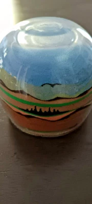 Vintage Layered Sand Filled Design 3" Paperweight Mountains Bird Foto 1 de 3