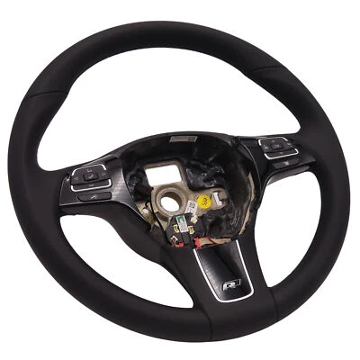 Steering Wheel Heated Multifunction R-Line VW Touareg 7P Leather Black Leather - Image 1 of 4