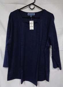 Women's KAREN SCOTT PLUS 100140930WN CORE INTREPID BLUE 3/4 Sleeve Shirt ~ 2X - Picture 1 of 6