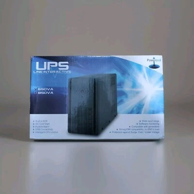 Powercool Smart UPS 650VA 2 x UK Plug RJ45 USB LED Display - Image 1 of 2