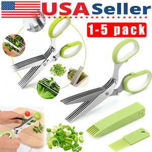 Herb Scissors Set with 5 Blades and Cover - Multipurpose Kitchen Chopping Shear - Picture 1 of 13