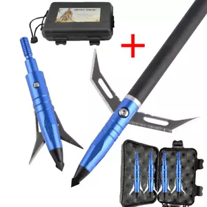 Archery 2 Blades Screw Arrowheads Broadheads Compound Bow Shooting Tips Hunting - Picture 1 of 12
