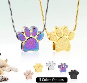 Paw Print Urn Necklace for Ashes Cremation Jewelry Urn Necklace Keepsake Jewelry - Picture 1 of 35
