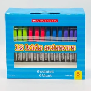 SCHOLASTIC 12 PK KIDS 5 INCH SCISSORS - Picture 1 of 3