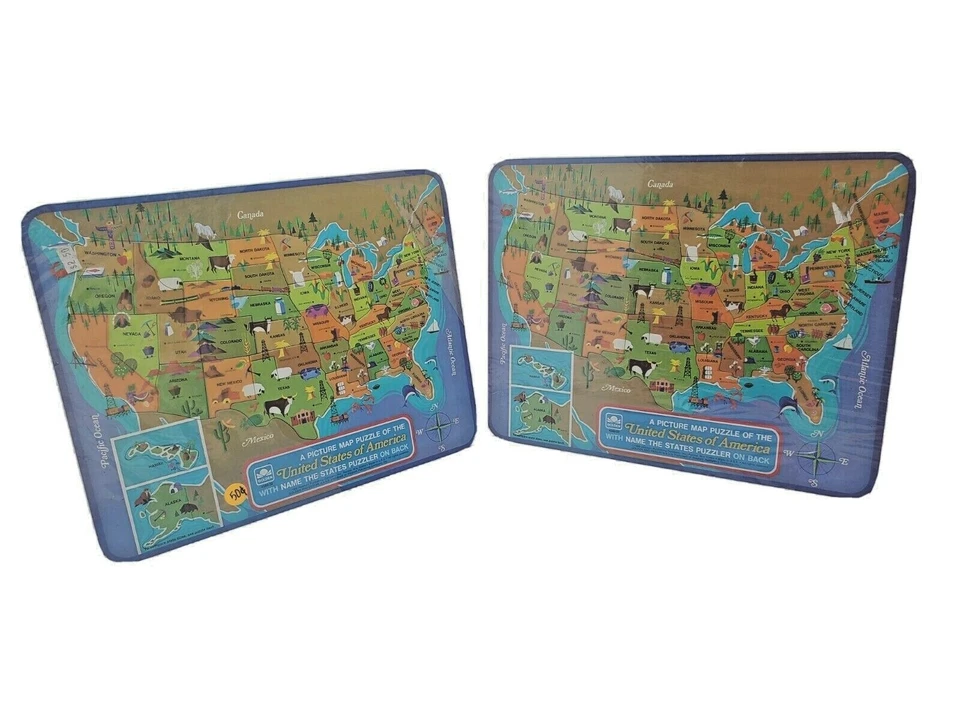 USA United State of America Picture Map Tray Puzzle Golden 1968 Name The States