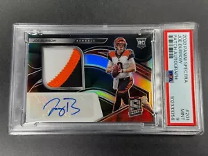 JOE BURROW 2020 PANINI SPECTRA #201 3-COLOR PATCH AUTO ROOKIE RC /99 PSA 9 NFL - Picture 1 of 24