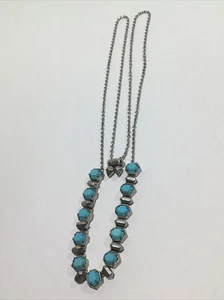 Kendra Scott Tammy 15” Silver / Blue Gemstone Necklace CJ1-13 - Picture 1 of 3