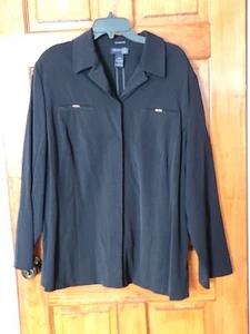 Venezia Jeans Womens Black Blazer Long Jacket  Rayon Blend Stretch Size 22/24  - Picture 1 of 10