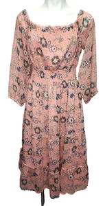 Patrons of Peace FRESCO Dress Women's Size Large Floral Flare Cottage Boho Artsy - Picture 1 of 16