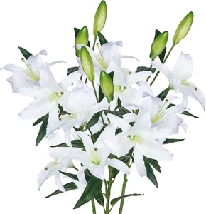 Lily Artificial Flowers Bulk Easter Bouquet 30” Long Stems Dozen Blooming Silk F - Picture 1 of 12