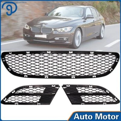 Kit de 3 piezas de rejilla de parachoques inferior delantero para BMW Serie 3 E90 E91 325i 328i 2009-2012 Foto 1 de 4