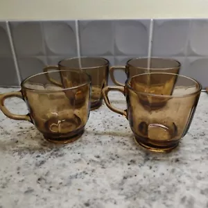 4x Duralex brown coffee tea cups 200ml smoked glass made in France Mid Century - Picture 1 of 14