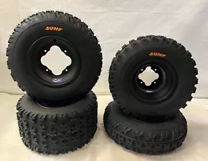 DWT A5 Black Front Rear Rims Wheels Sunf MX Tires YFZ450 Raptor 700 Banshee 350 - Bild 1 von 7