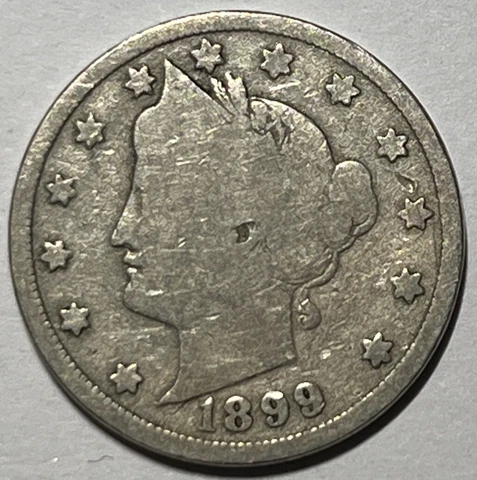 1899 Liberty Head " V " Nickel Philadelphia Mint USA Type Coin -Actual Photos A3 Cover