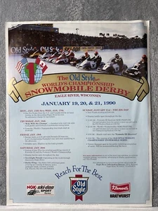 Old Style Beer 1990 Snowmobile Derby Poster Eagle River WI World Championship - Picture 1 of 7