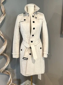 Burberry London cremefarben gestreifter Trenchcoat - Nova kariertes Futter Größe XS - Bild 1 von 9