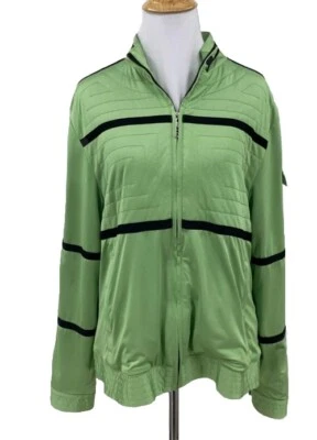 Jamie Sadock CHAQUETA VERDE LIMA Tenis Cremallera Retro Atlético Bling Acentos NEGROS Foto 1 de 4